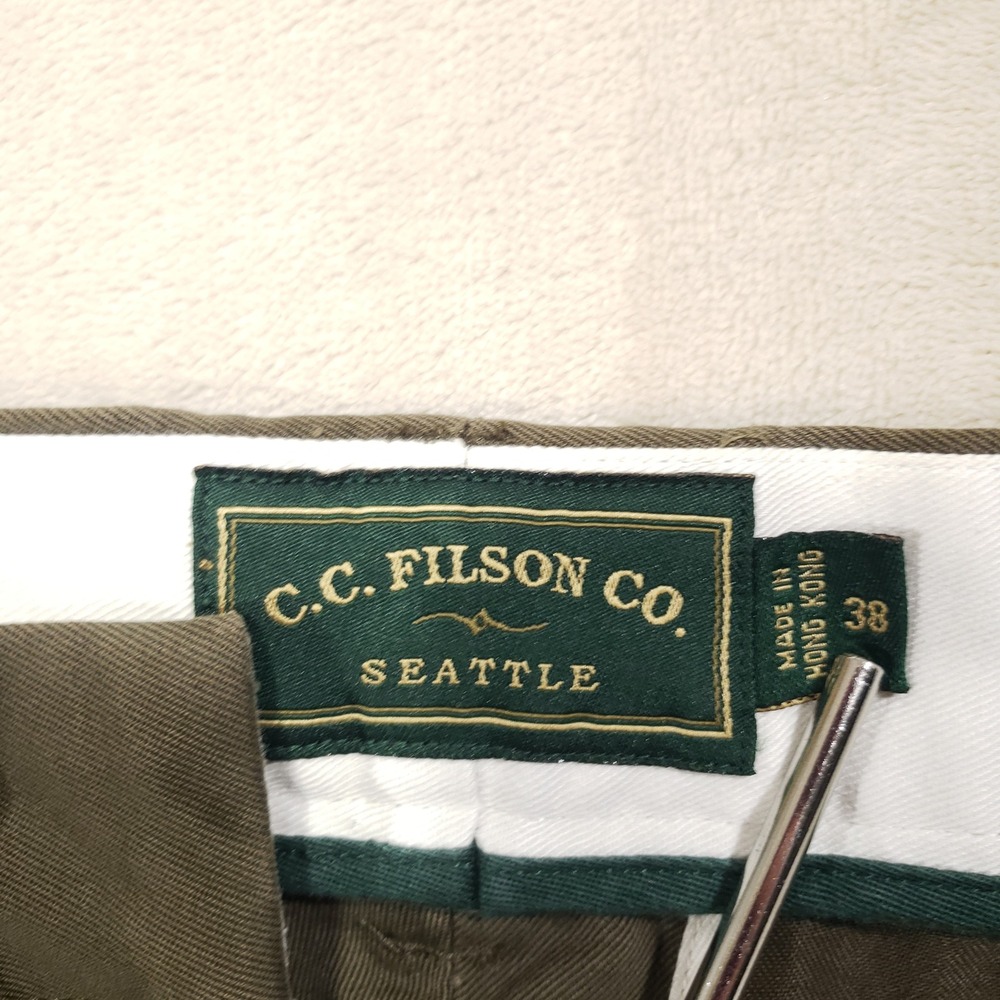 Filson Chino Pants Mens 38 Olive Green Cotton Twill Straight Leg Work Trousers - Picture 2 of 10